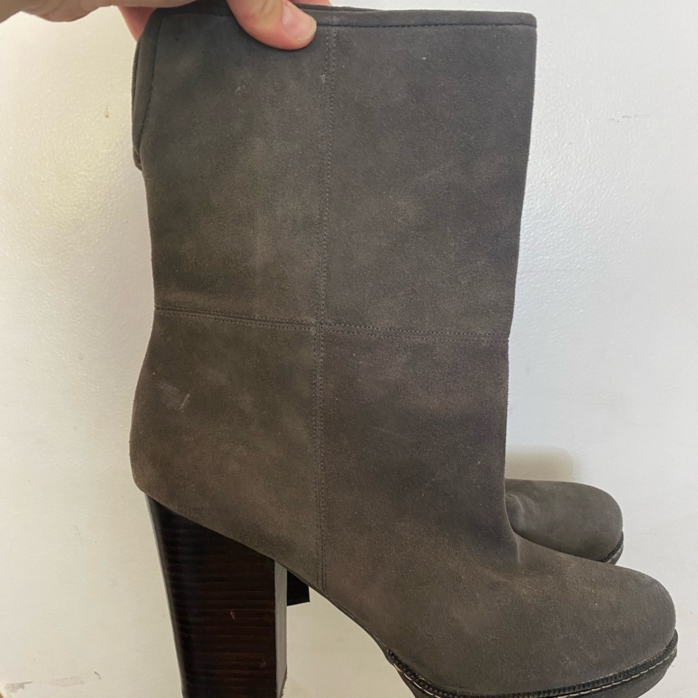 Banana Republic Gray Leather Heeled Boots Size 9.5